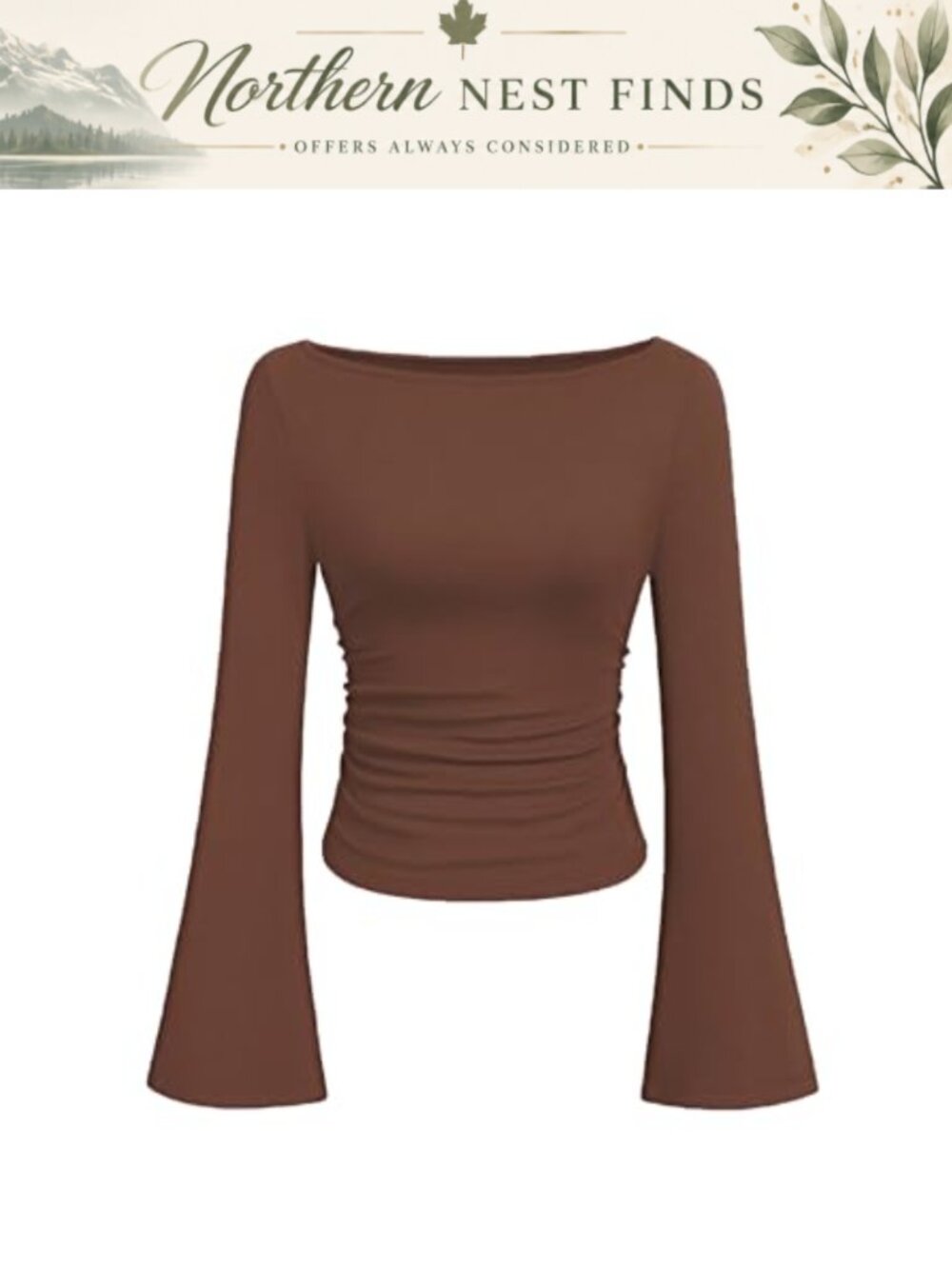Women's Long Sleeve Bell Sleeve Boat Neck Fitted Going Out Top